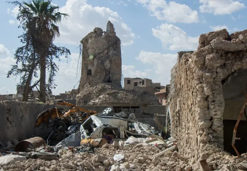 The Al-Hadba Minaret in Mosul, destroyed by the terrorist organization Daesh, 2017. (Photo via UNESCO)