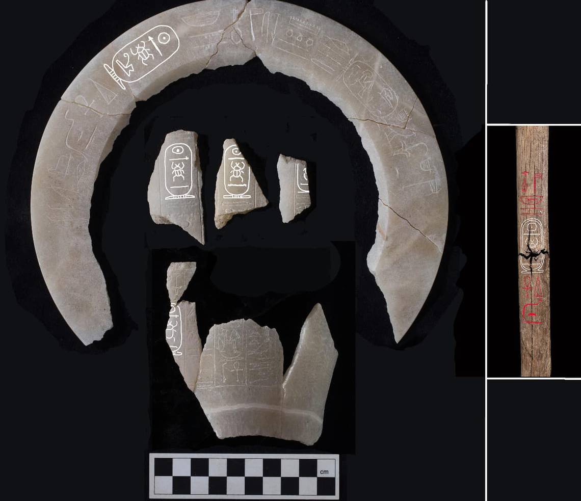 Artifacts discovered in tomb No. C4, associated with King Thutmose II. (Photo via Egypt’s Ministry of Tourism and Antiquities)