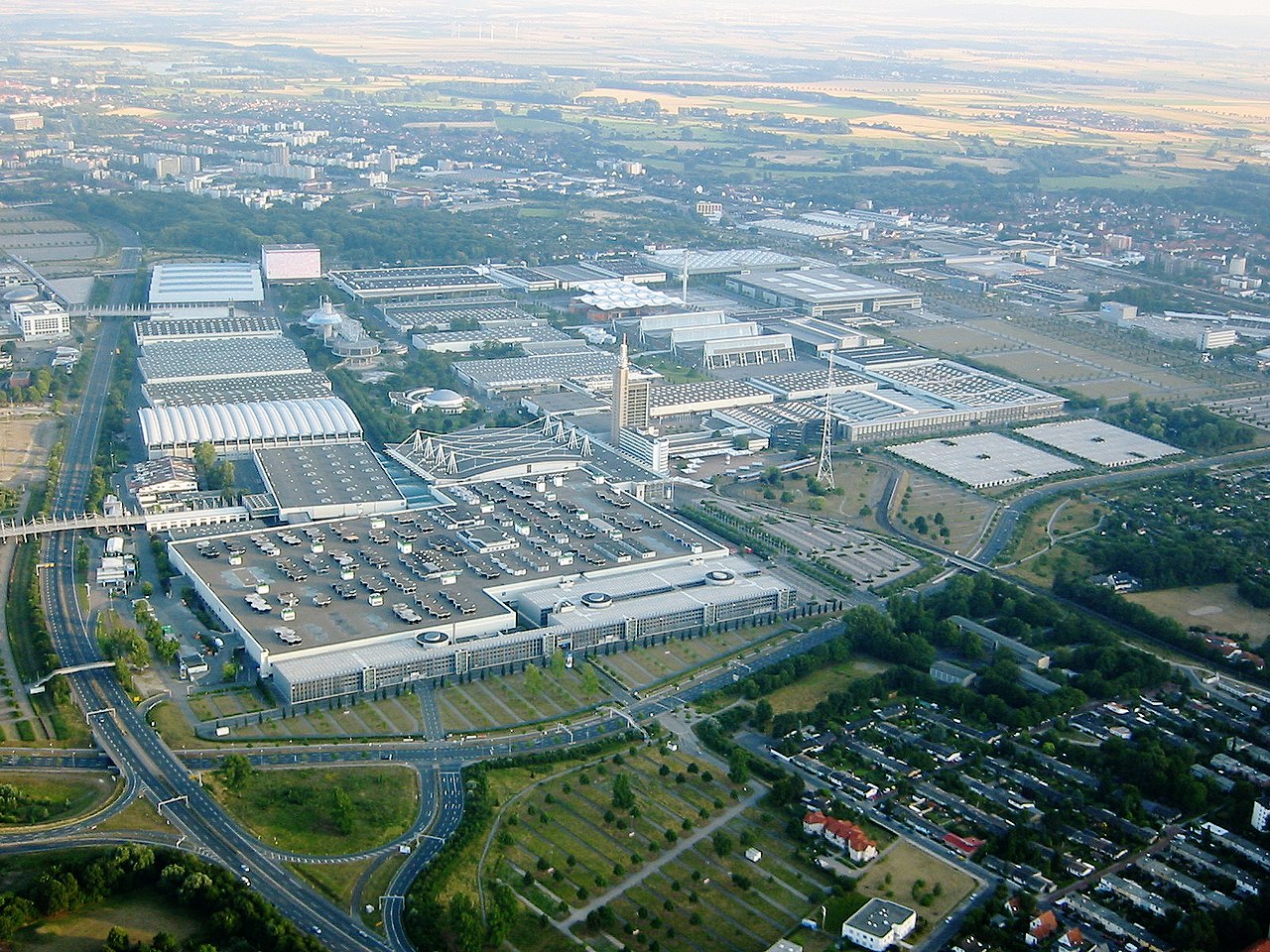 Aerial view of the Hannover Messe exhibition center in Hanover, Germany, taken on Mar. 24, 2008. (Photo via wikipedia.org)