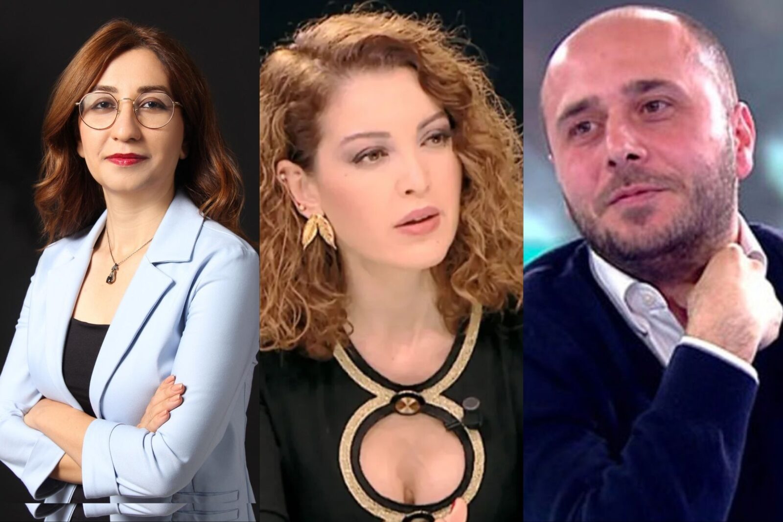 Seren Selvin Korkmaz (left), Nagehan Alci (center), and Yildiray Ogur (right) in a composite image.