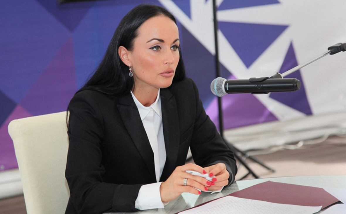 Russian Interior Ministry spokesperson Irina Volk speaking during a program in Russia on 2020 (Photo via Ministry of Internal Affairs of the Russian Federation) 