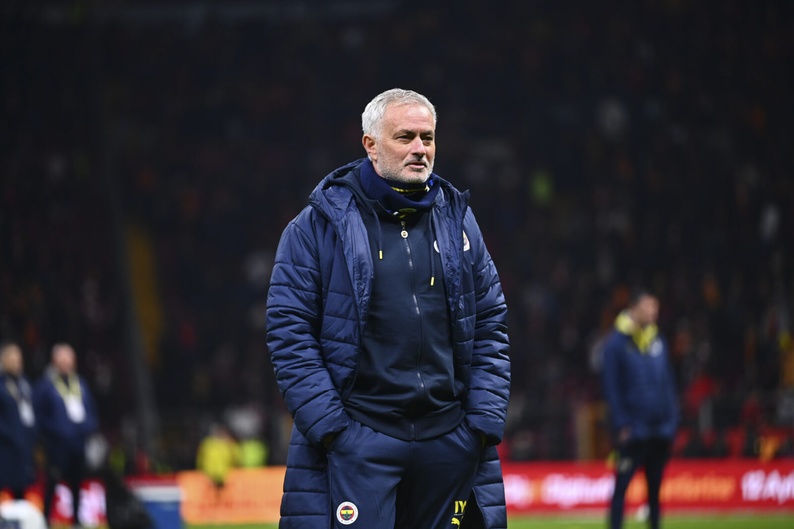 Head coach Jose Mourinho of Fenerbahce during the Turkish Super Lig week 25 football match between Galatasaray and Fenerbahce at RAMS Park in Istanbul, Turkiye, Feb. 24, 2025. (AA Photo)