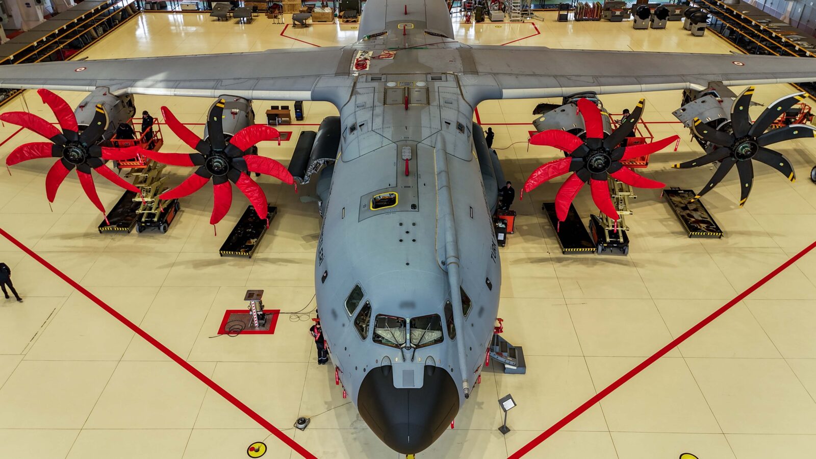 The A400M aircraft, which is of strategic importance in increasing the tactical and transportation capabilities of the Turkish Armed Forces (TAF) (AA Photo)