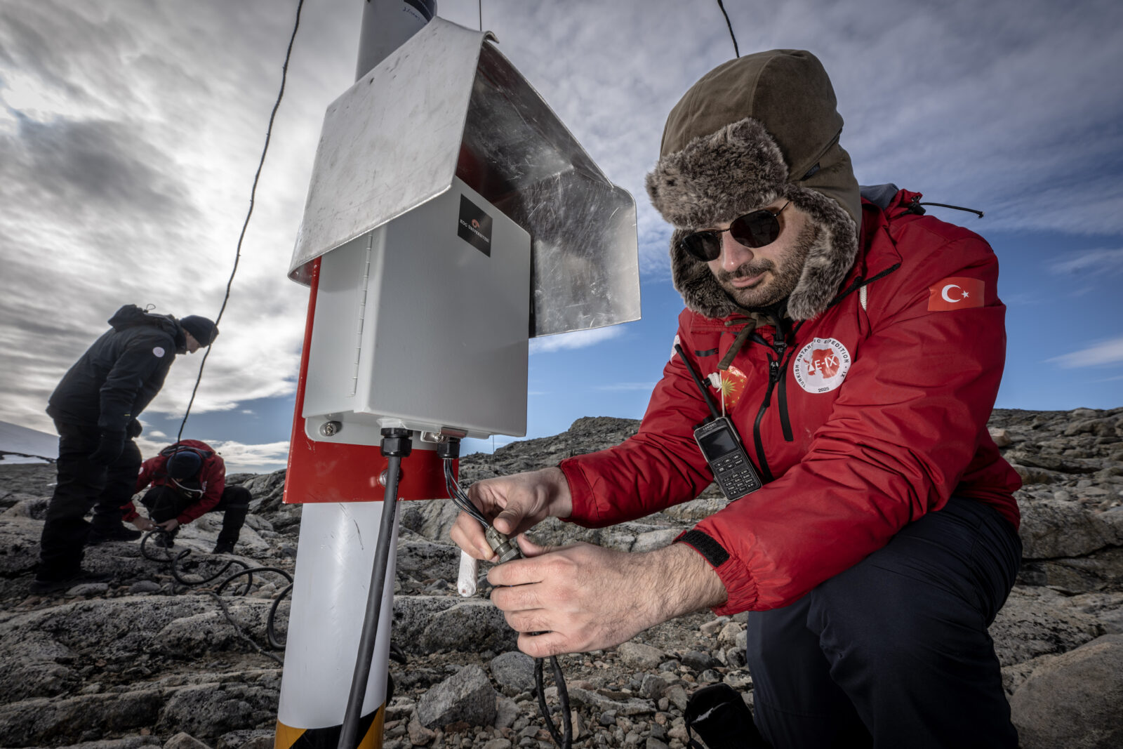 The Turkish science team starts their investigation process as they arrive at the Turkish Scientific Research Camp on Horseshoe Island at 68 south latitudes after 10 days of travelling, in Antarctica, Feb. 25, 2025. (AA Photo)