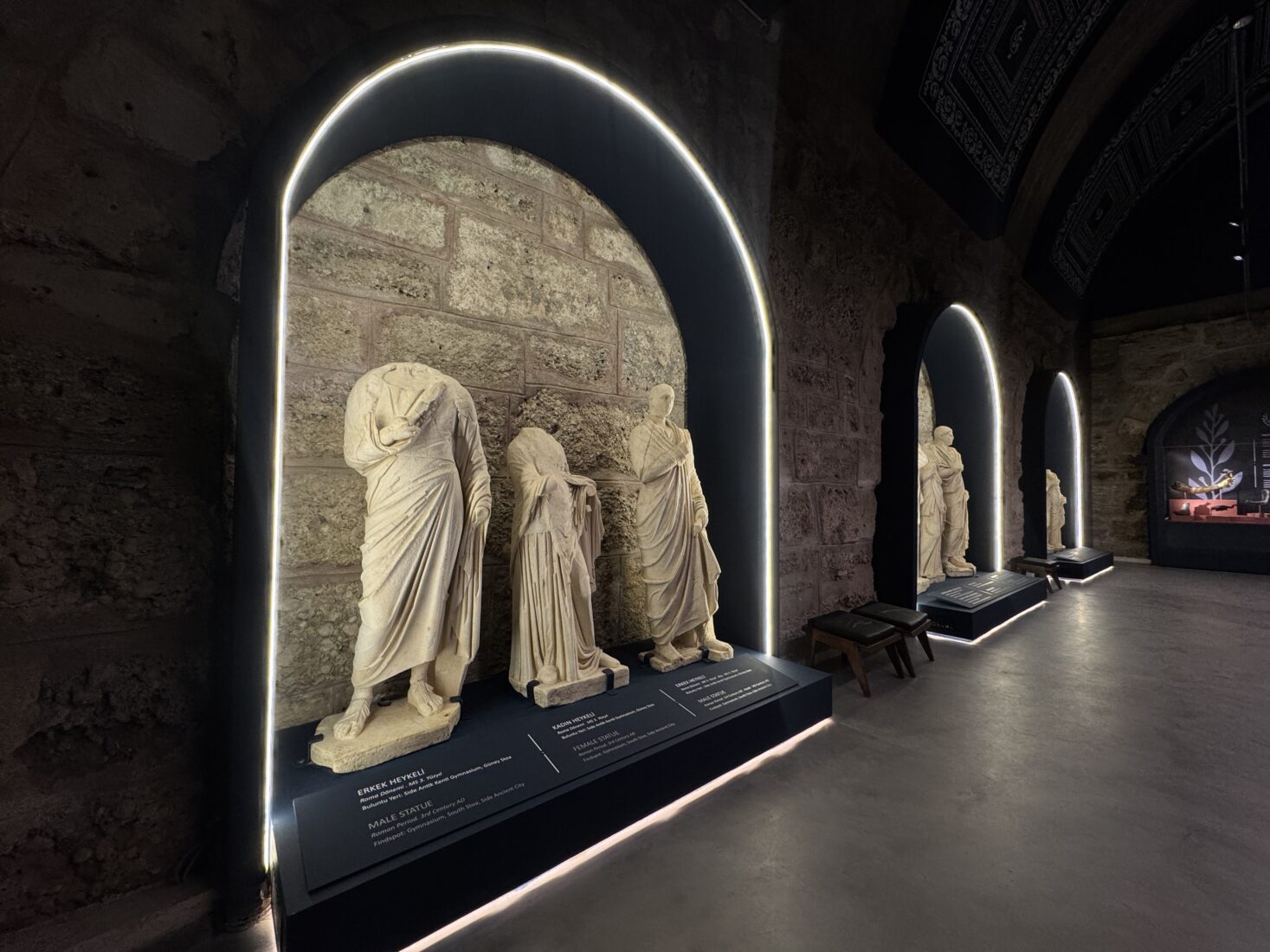 The Side Museum, housed in an ancient bath building dating back to the 2nd century A.D. in the ancient city of Side in Manavgat, Antalya, Türkiye. (AA Photo)