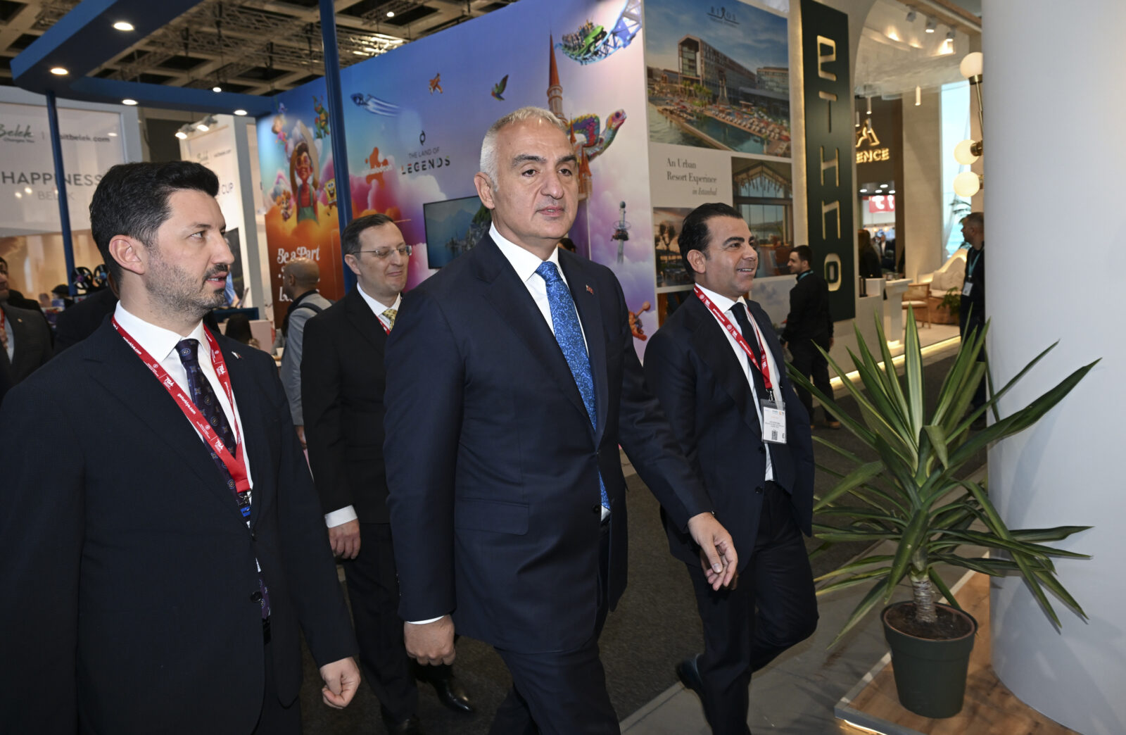 Türkiye's Culture and Tourism Minister Mehmet Nuri Ersoy visits the stands at the Berlin International Tourism Exchange (ITB Berlin) fair in Berlin, Germany, on March 5, 2025. (AA Photo)