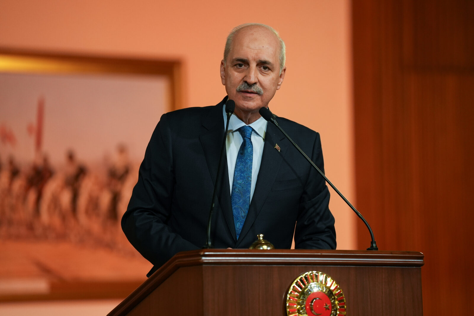 Speaker of the Turkish Parliament Numan Kurtulmus attends to the “Iftar Program with Civil Society Organizations” at Parliament, March 6, 2025. (AA Photo)