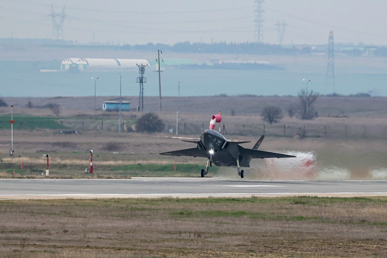 Bayraktar Kizilelma, Türkiye's first unmanned fighter jet developed indigenously and indigenously by Baykar, has successfully passed another Aerodynamic System Identification Test in the test schedule in Tekirdag, Türkiye, March 15, 2025. (AA Photo)