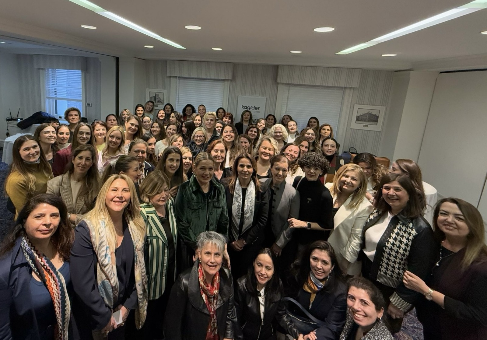 Women gathered together at what appears to be the KAGIDER Global launch event at the Penn Club in New York, United States on March 17, 2025. (AA Photo)