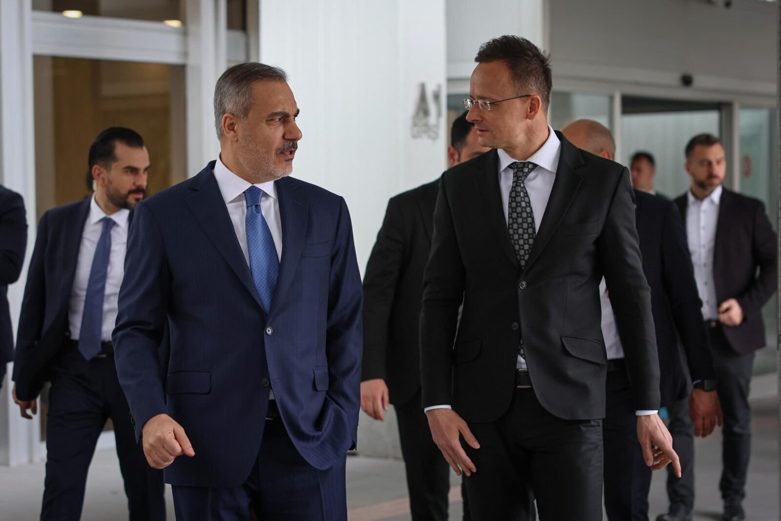 Foreign Minister Hakan Fidan (R) meets with Hungarian Minister of Foreign Affairs and Foreign Trade Peter Szijjarto (L) in Ankara, Türkiye on March 21, 2025 (AA Photo)