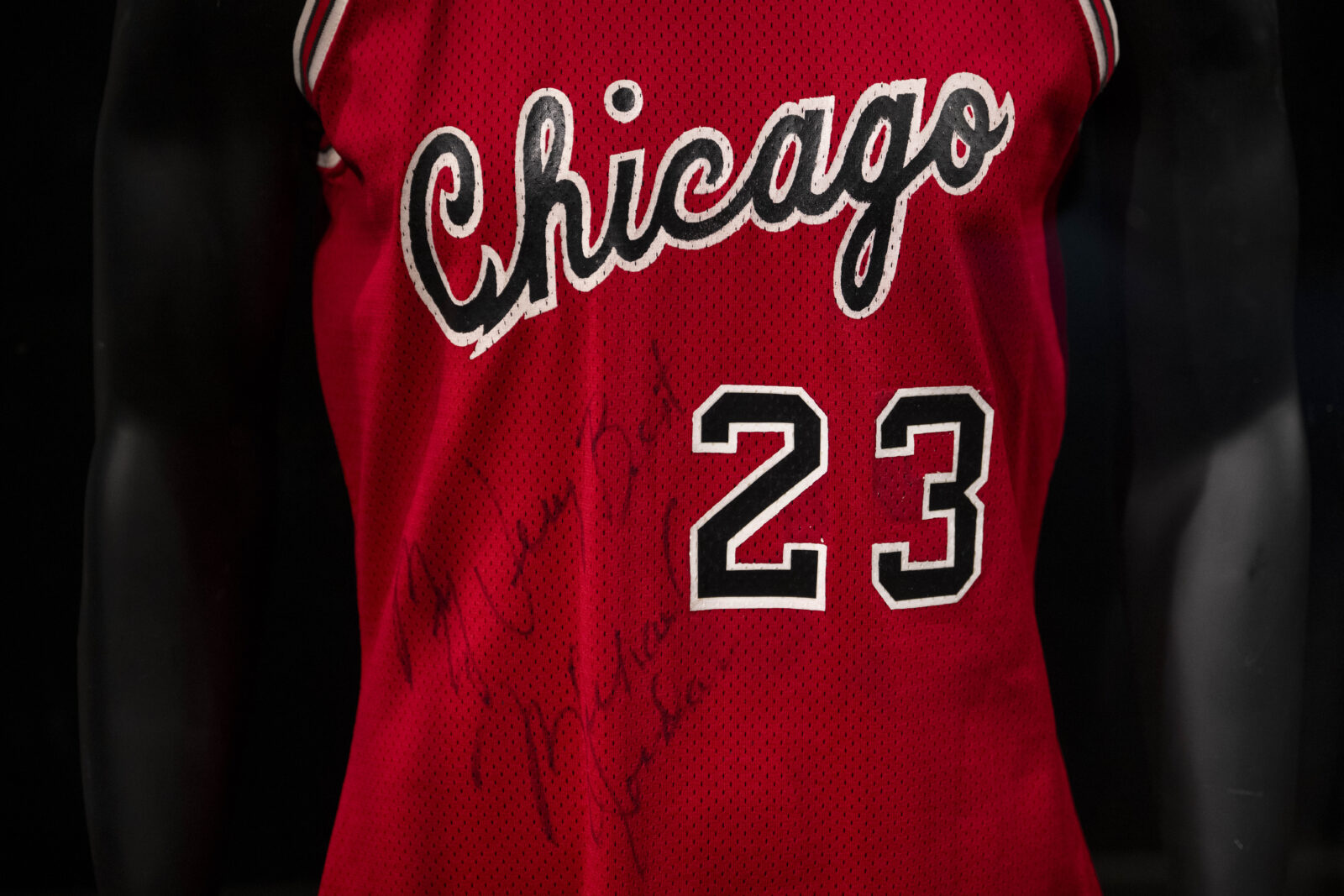 The first jersey worn by Michael Jordan in his NBA career is on display at Sotheby's Auction House in New York City, New York, United States, March 21, 2025. (AA Photo)