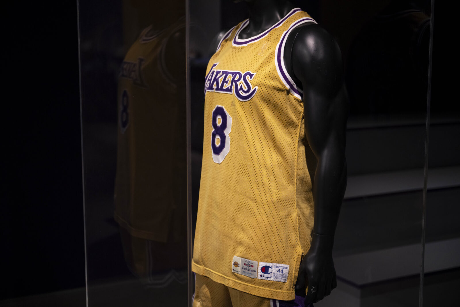 The first jersey worn by Kobe Bryant in his NBA career is on display at Sotheby's Auction House in New York City, New York, United States, March 21, 2025. (AA Photo)
