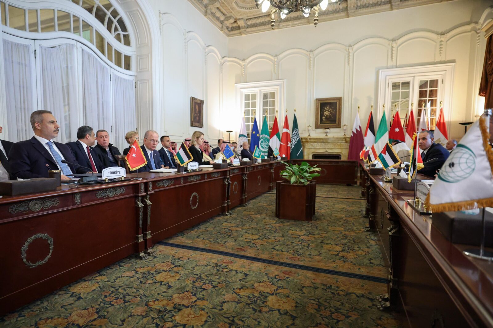 Foreign Minister Hakan Fidan participates in Organization of Islamic Cooperation (OIC) and Arab League Gaza Contact Group Ministerial Committee Meeting in Cairo, Egypt on March 23, 2025. (AA Photo)