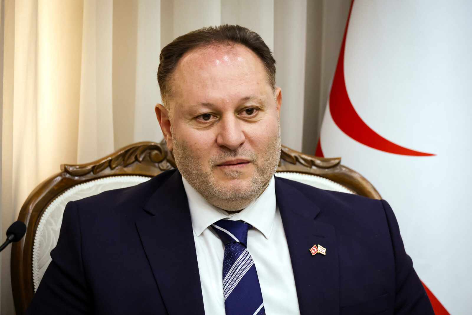 Ziya Ozturkler, President of the Republican Assembly of the Turkish Republic of Northern Cyprus (TRNC), evaluated the agenda in the program he attended on Cyprus TV on March 27, 2025 (AA Photo)