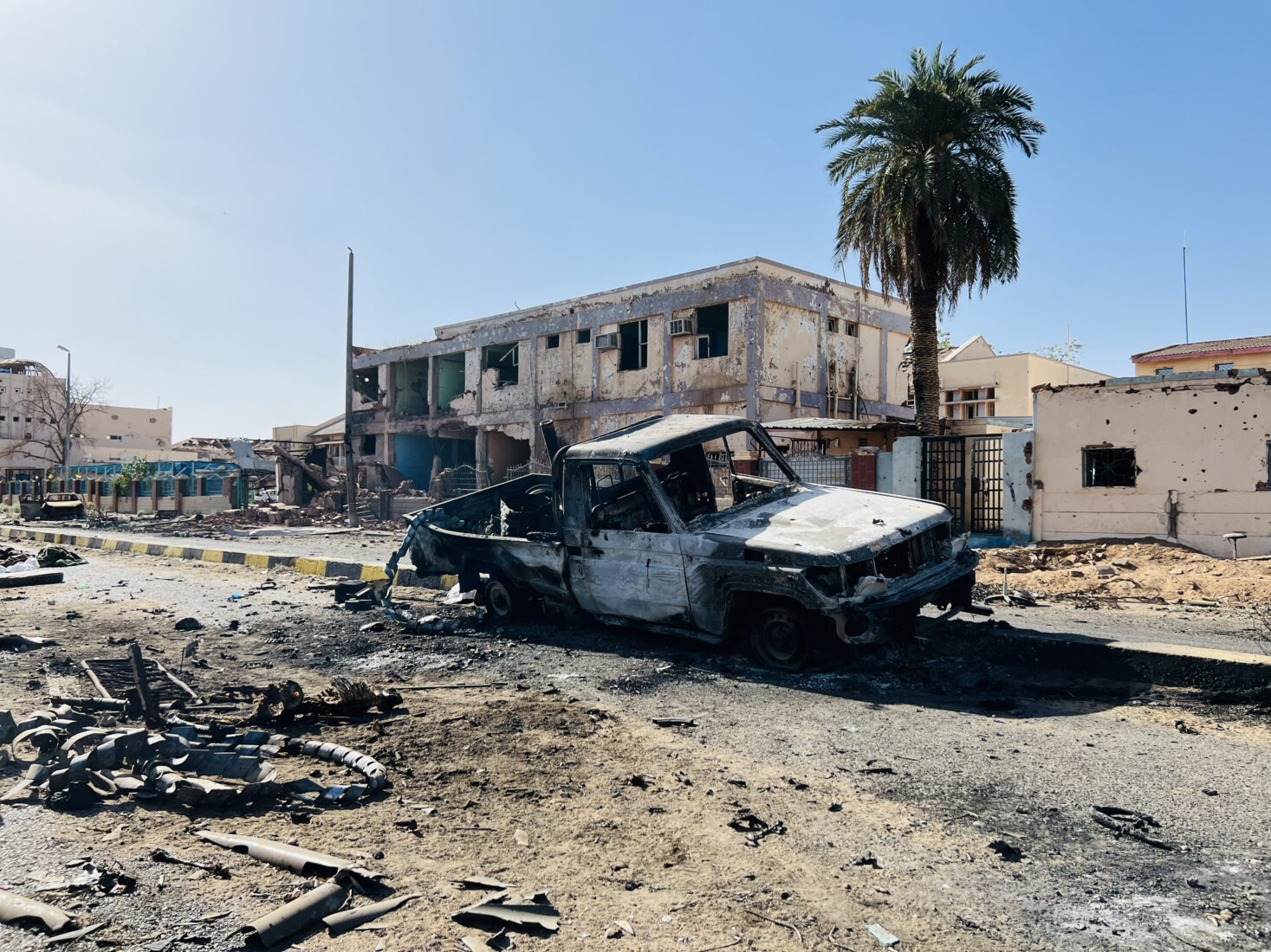 A view of the damage surrounding Al-Shaab Teaching Hospital following intense clashes between the Sudanese army and the Rapid Support Forces in Khartoum, Sudan, on March 29, 2025. (AA Photo)