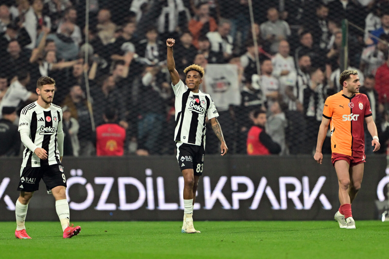 Gedson Fernandes (83) of Besiktas celebrates after scoring a goal during the Turkish Super Lig week 29 football match between Besiktas and Galatasaray at Tupras Stadium in Istanbul, Türkiye on March 29, 2025. (AA Photo)