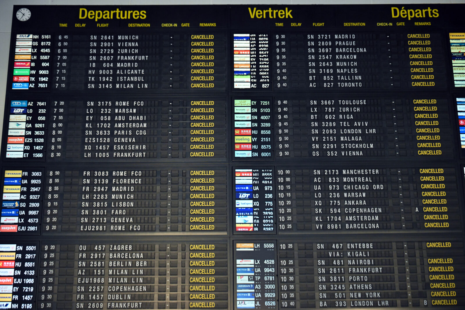 An inside view of Brussels Airport after Unions in Belgium held a warning strike nationwide against the government’s social cuts and austerity policies, Brussels, Belgium, March 31, 2025. (AA Photo)
