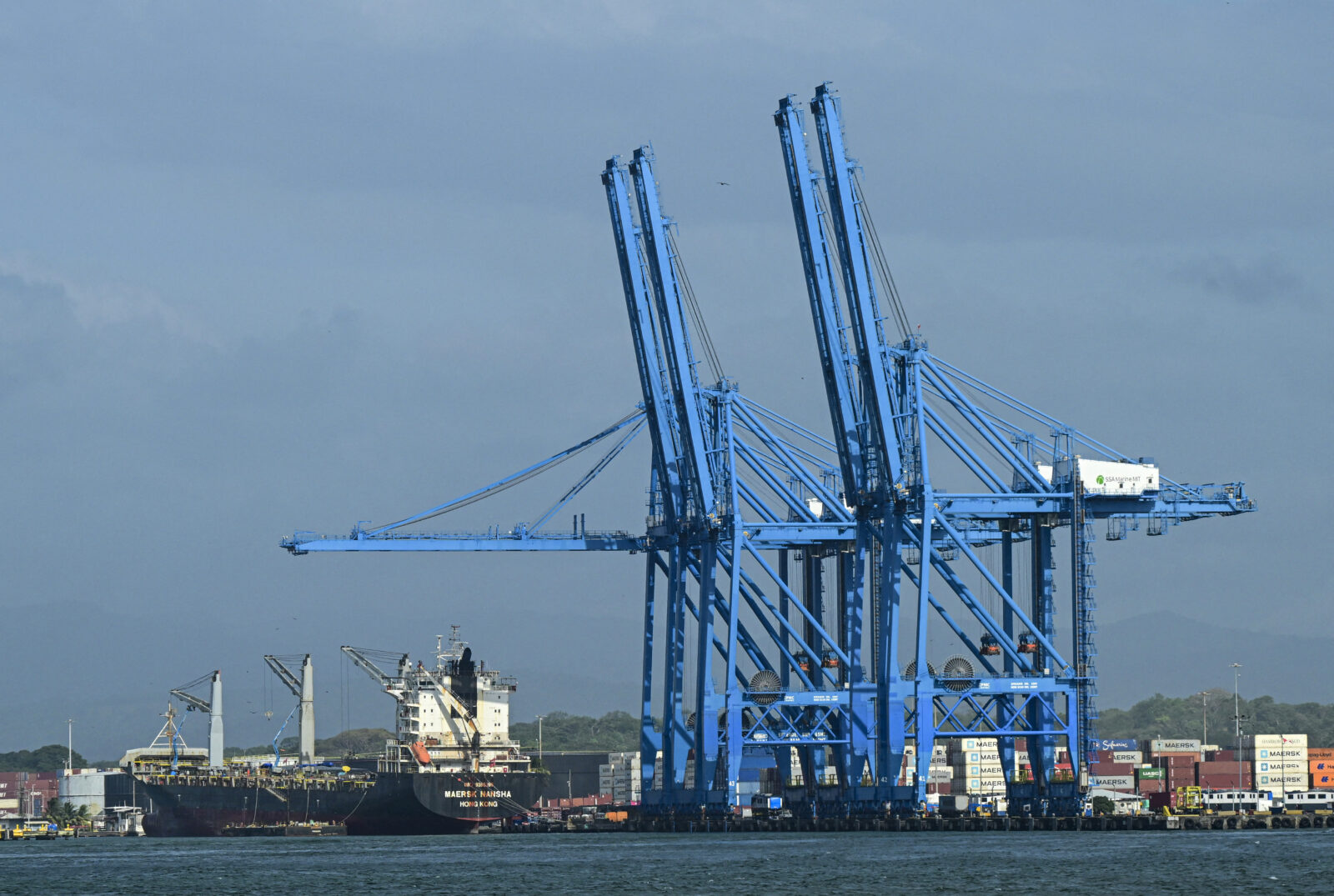 The container ship Maersk Nansha from Hong Kong is pictured at the Colon Port in Colon, Panama, on Jan. 29, 2025. (AFP Photo)