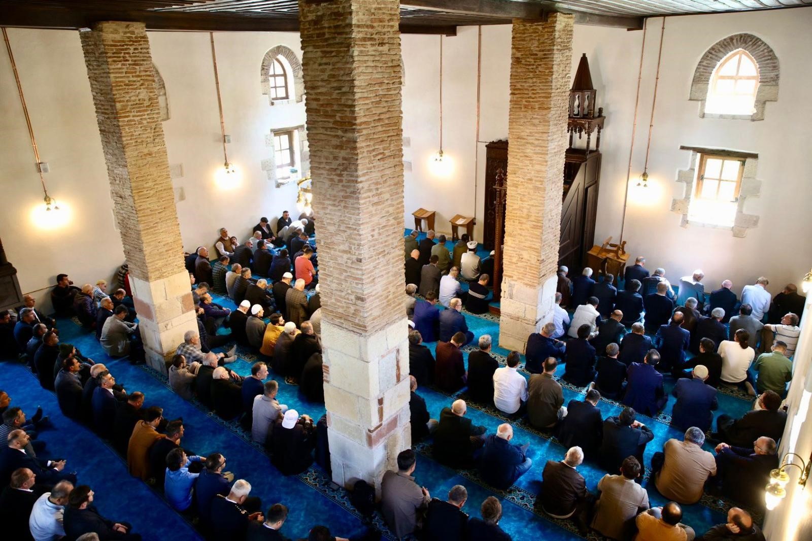 The 600-year-old historic Eskipazar (Bayrambey) Mosque in the Eskipazar area of Altinordu district, Ordu, has opened for worship after restoration works. (IHA Photo)