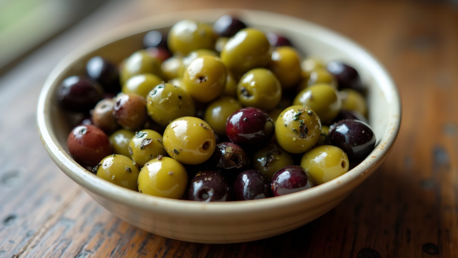 Marinated olives with herbs and spices, a flavorful and traditional appetizer to begin an iftar meal. (Adobe Stock Photo)