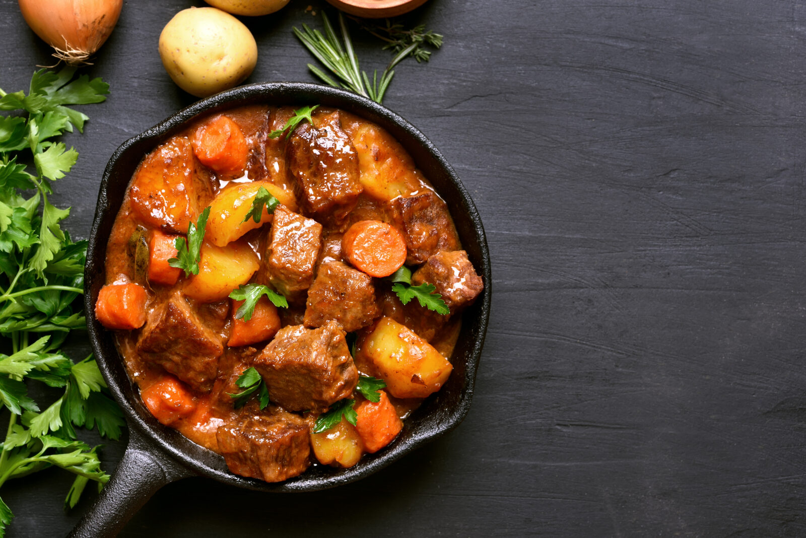 A hearty lamb and vegetable stew slow-cooked in the oven for a comforting iftar meal. (Adobe Stock Photo)