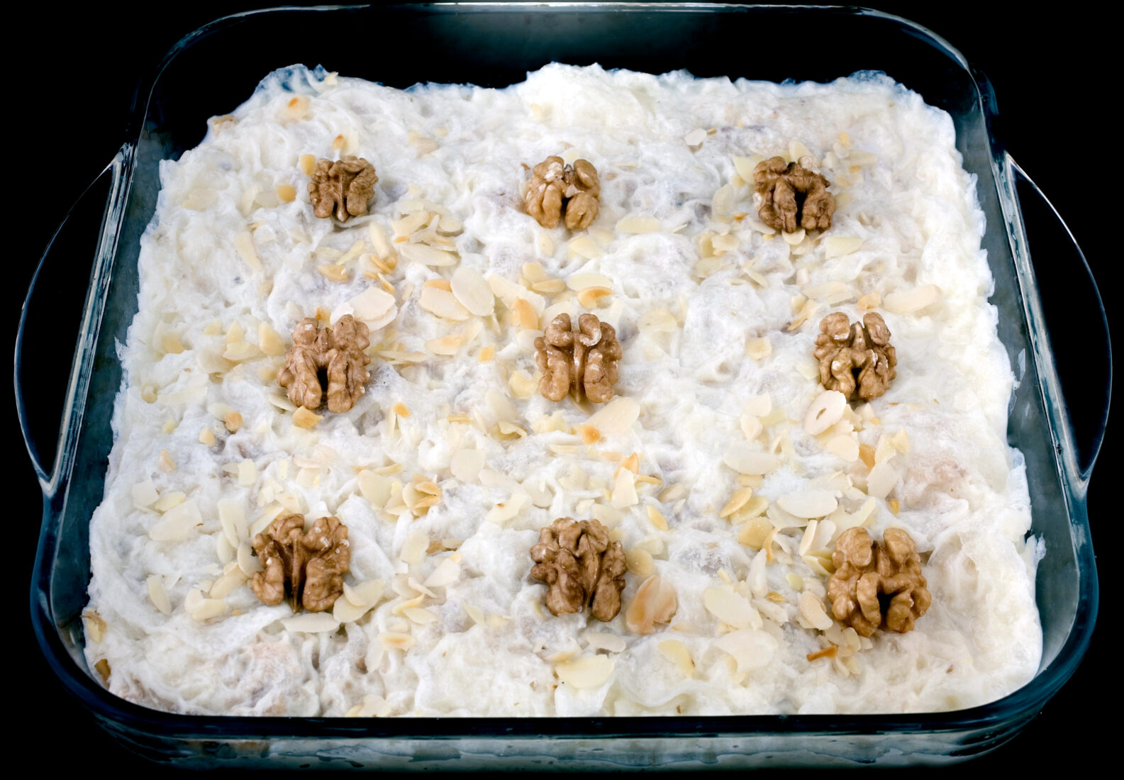 Traditional Turkish Ramadan milky dessert gullac designed in black container. (Adobe Stock Photo)