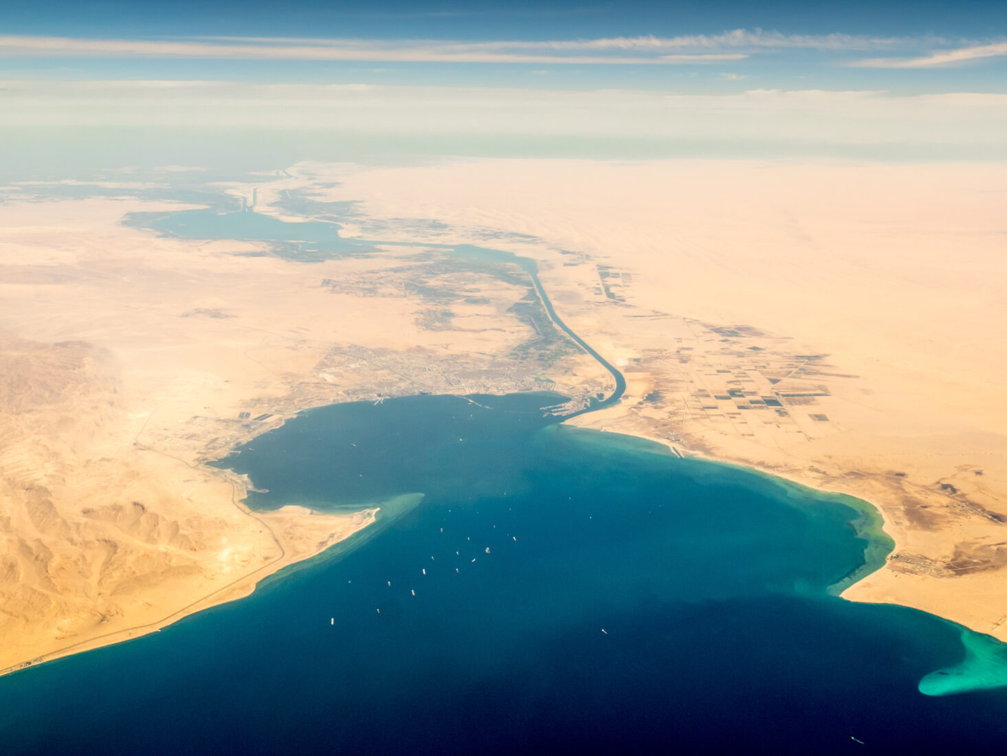The Suez Canal, was originally planned as the location for a monumental statue before the project was redirected to New York. (Adobe Stock Photo)