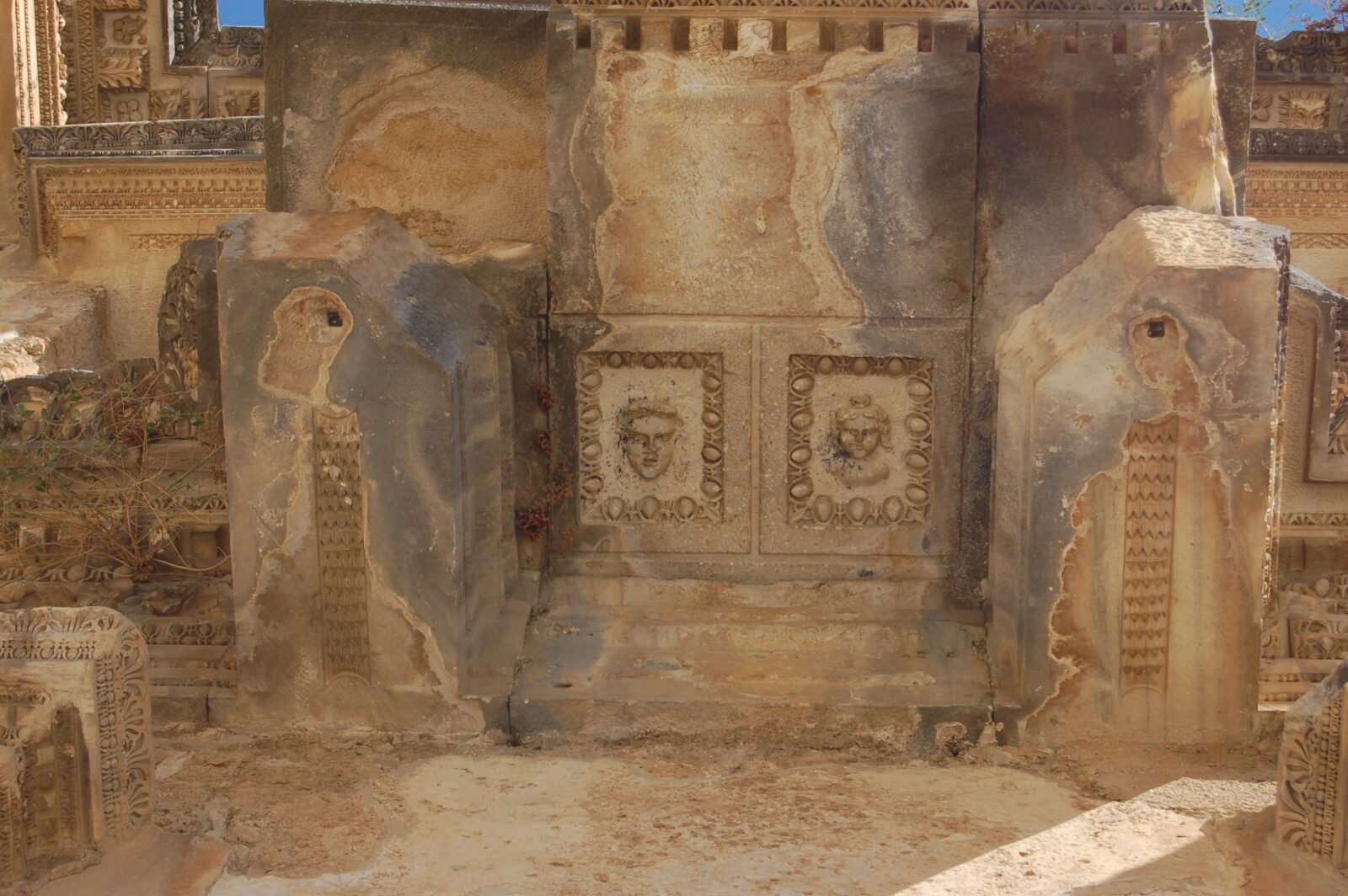 A relief on the ceiling of Aspendos amphitheater, Antalya, Türkiye. (Adobe Stock Photo)