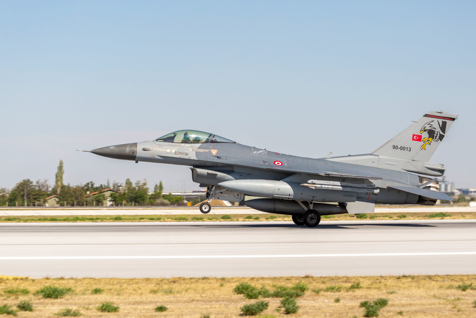 An F-16 fighter jet participating in the Anatolian Eagle Air Force Exercise 2021 takes off position on January 07, 2021 in Konya, Turkey (Adobe Stock Photo)