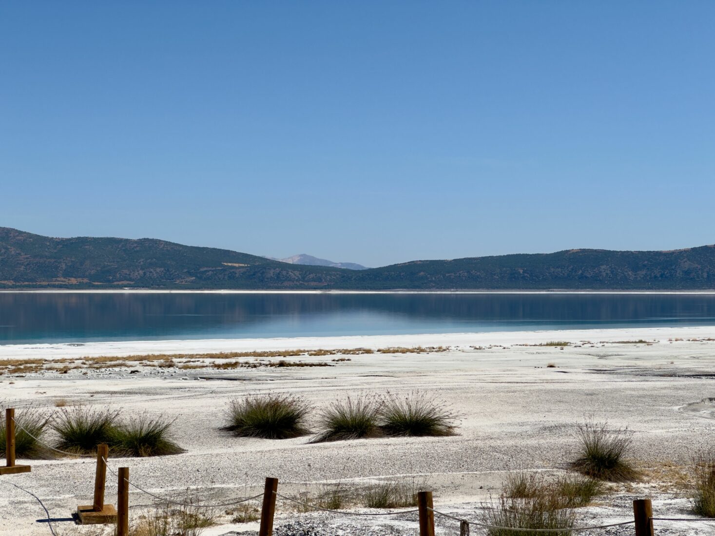 Closeup of Burdur's Lake Salda under the blue sky. (Adobe Stock Photo)