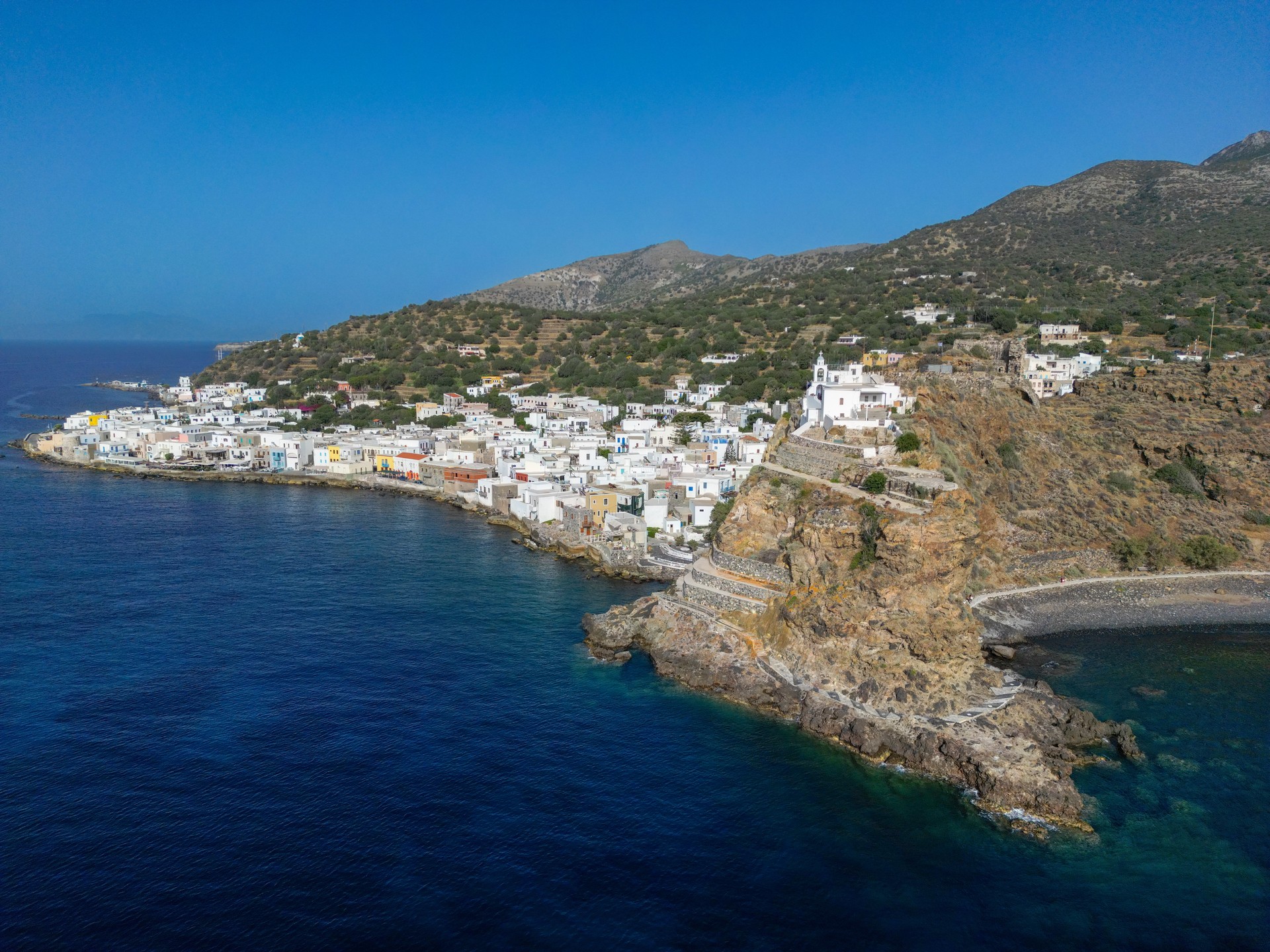Aerial view of Mandraki village, Nisyros island, Greece. (Adobe Stock Photo)