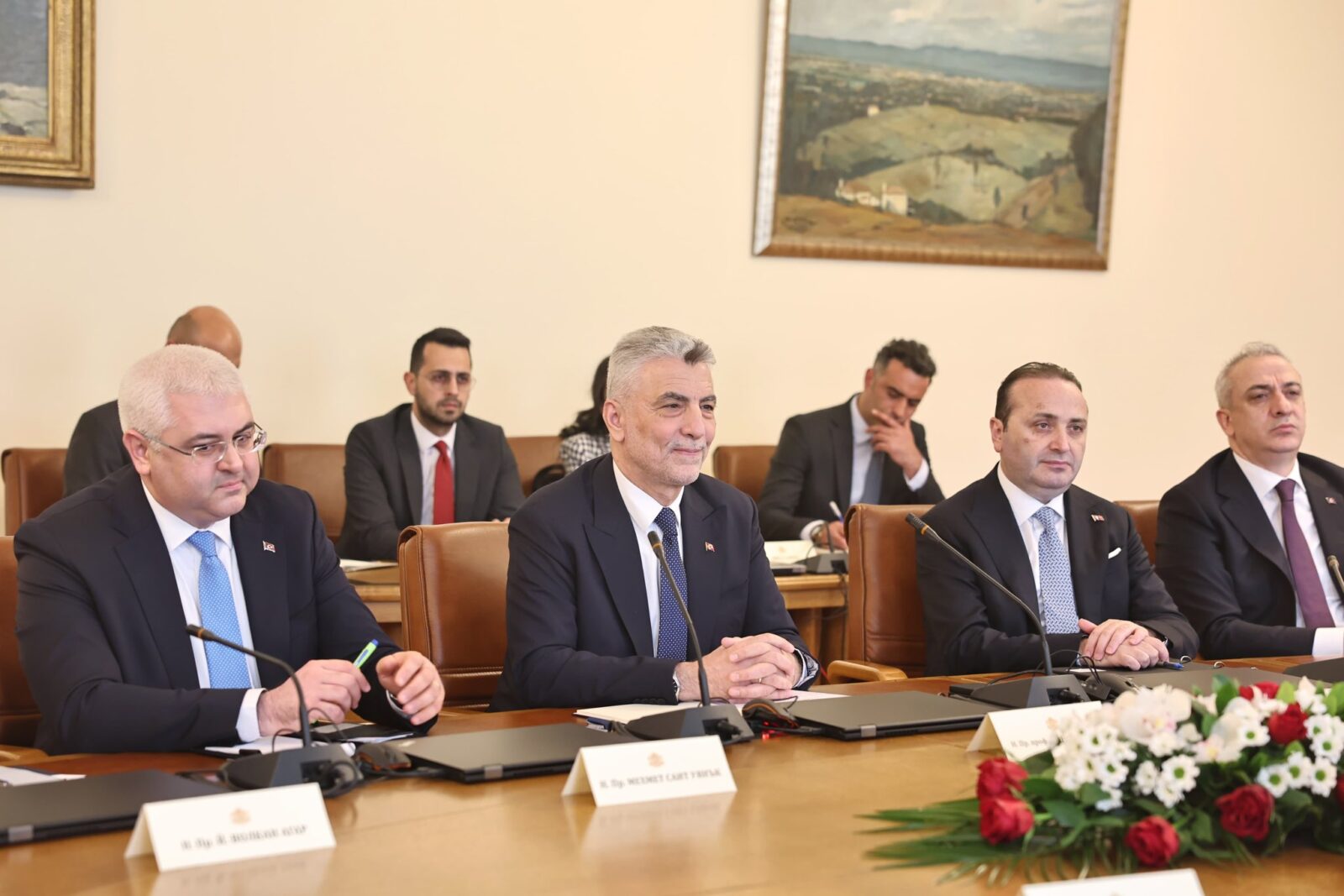 Turkish Trade Minister Omer Bolat (center) attends a high-level meeting with Bulgarian officials and Bulgarian Prime Minister Rosen Zhelyazkov in Sofia, Bulgaria, on Mar. 25, 2025. (Photo via X/@omerbolatTR)