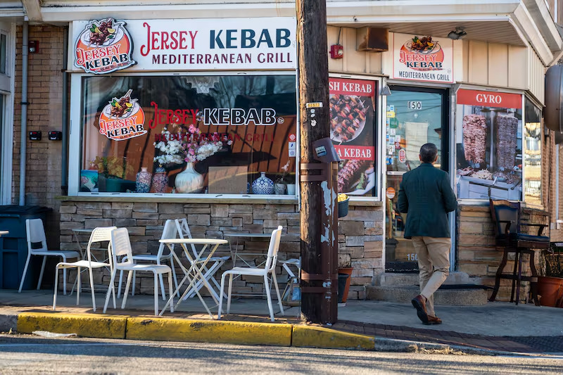 The Jersey Kebab restaurant was closed following the arrest of the middle-aged couple who owned the business by ICE. (Photo via Inquirer)