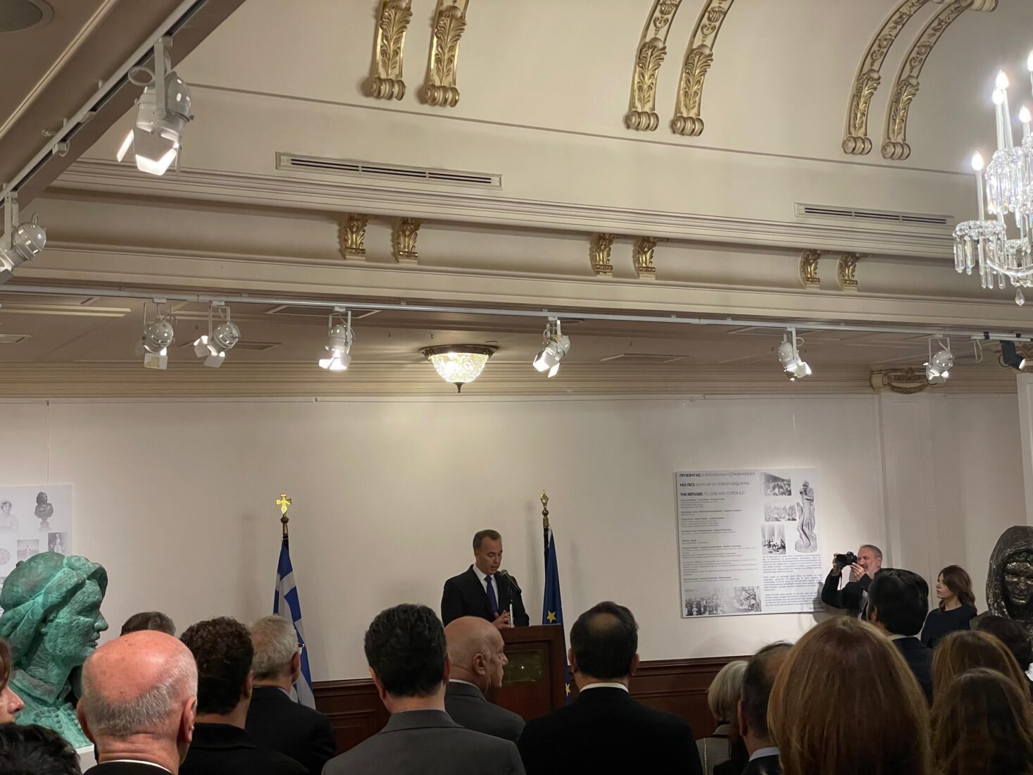 Greek Consul General Ambassador Konstantinos Koutras speaks at the exhibition opening in Istanbul, Türkiye. (Photo via Koray Erdogan/Türkiye Today)