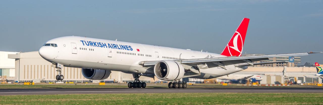 A Turkish Airlines aircraft lands at Heathrow Airport, one of Europe's busiest aviation hubs in London, UK, accessed on Mar. 21, 2025. (Photo via heathrow.com)