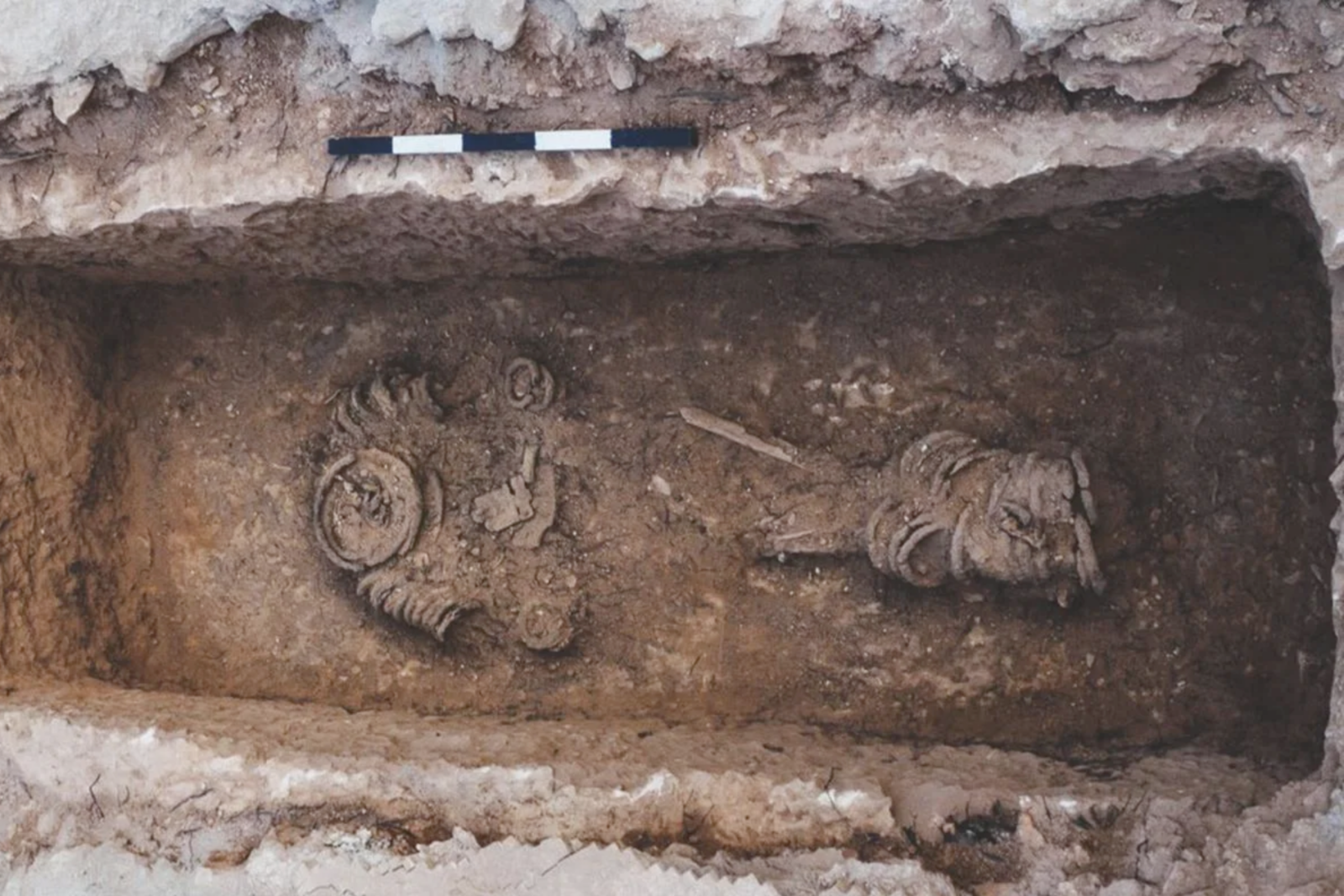 The Byzantine-era female skeleton buried in chains was found near Jerusalem, Israel, Mar. 3, 2025. (Courtesy of Israel Antiquities)