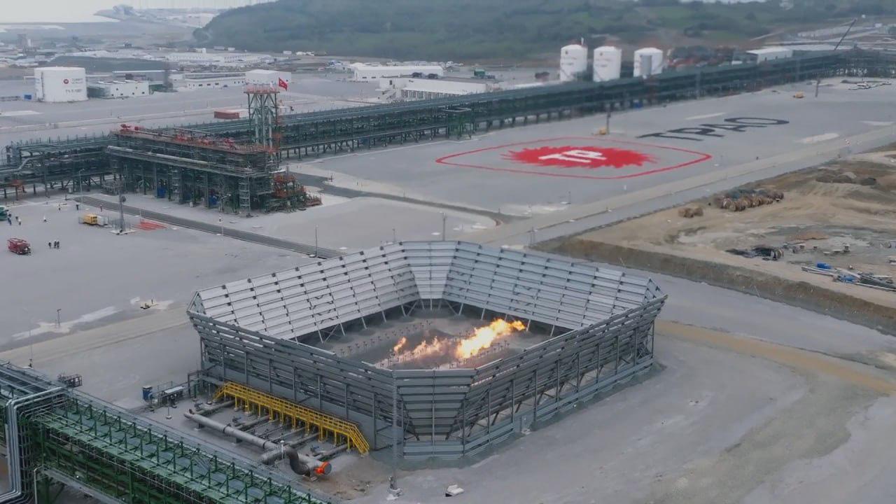 An aerial view of the Sakarya Gas Field's Filyos Gas Processing Facility in Zonguldak, Türkiye. (Photo via trthaber.com)