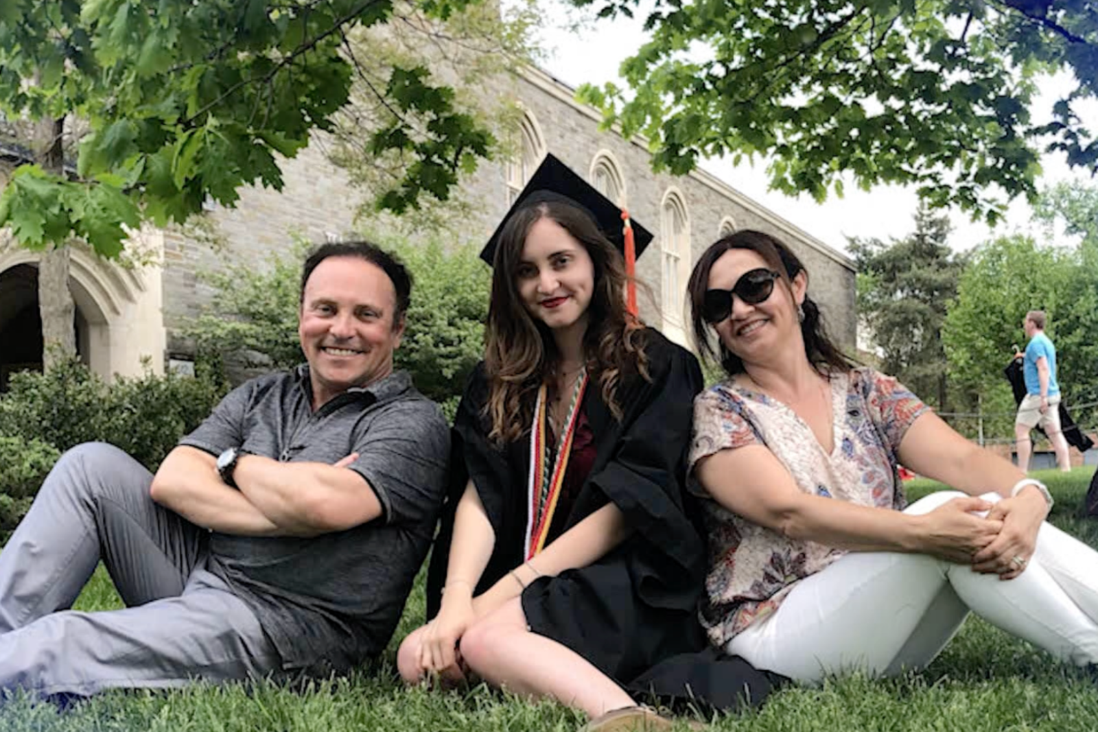 Ilayda Samilgil celebrates her graduation from Cornell University with her parents. (Photo via YouTube)