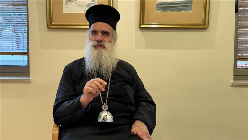Archbishop Atallah Hanna, the head of the Sebastian Diocese of the Greek Orthodox Church in Jerusalem (AA Photo)