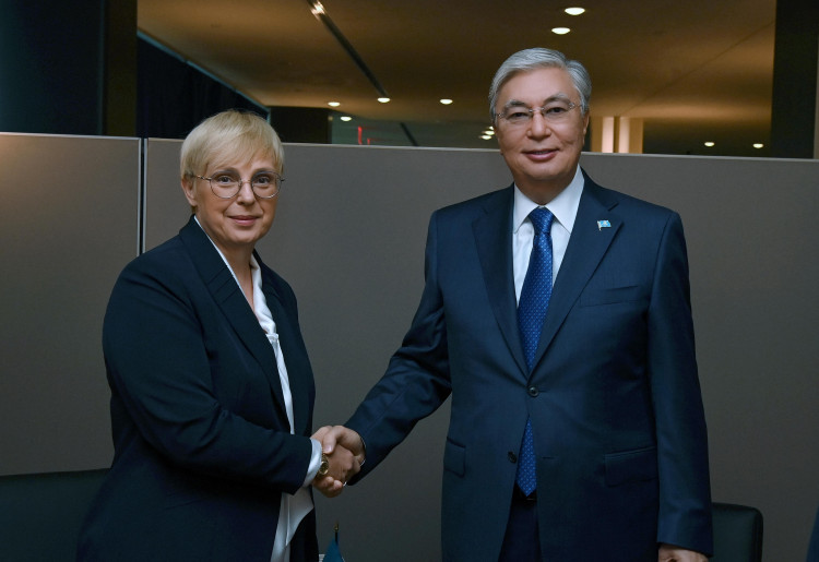 Kazakh President Kassym-Jomart Tokayev and Slovenian President Nataša Pirc Musar meets, New York, US, Feb. 15, 2023. (Kazakhstan Presidency)
