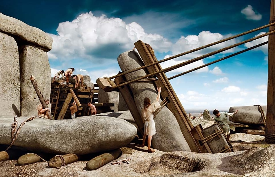 Building Stonehenge was a complex and sometimes dangerous process. (Photo via Historic England/Illustration by Peter Lorimer)
