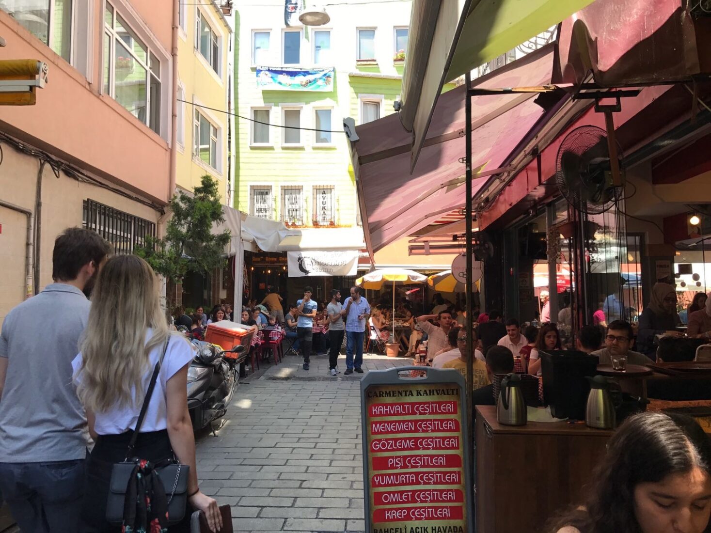 The famous street in Istanbul’s Besiktas, Türkiye, known for its breakfast spots. (Photo via erasmusu.com)
