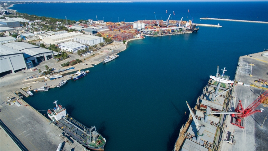 An aerial view of Antalya Free Zone, a key hub for shipbuilding in Antalya, Türkiye. (AA Photo)