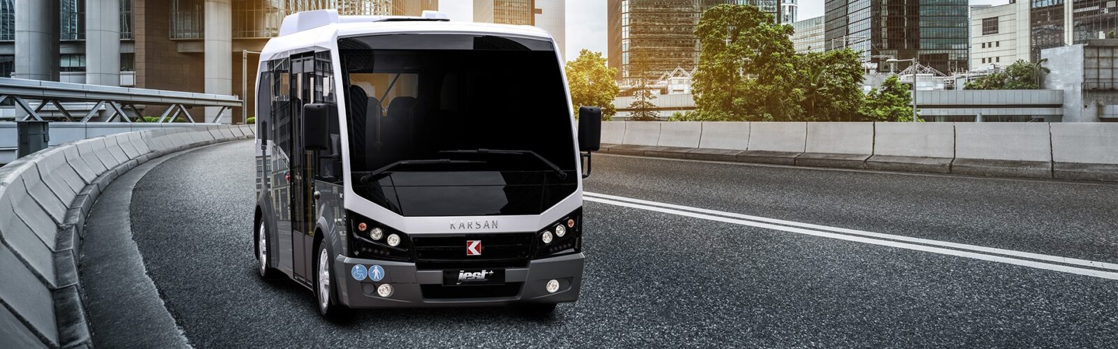 The promotional photo features the Karsan Jest Electric, a fully electric minibus optimized for urban environments, accessed on Mar. 18, 2025. (Photo via karsan.com)