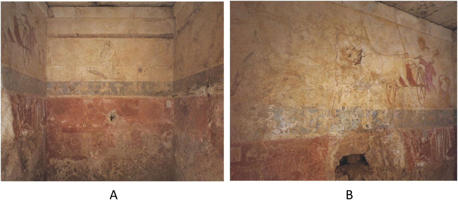 Interior view of Tomb I showing the Abduction of Persephone fresco