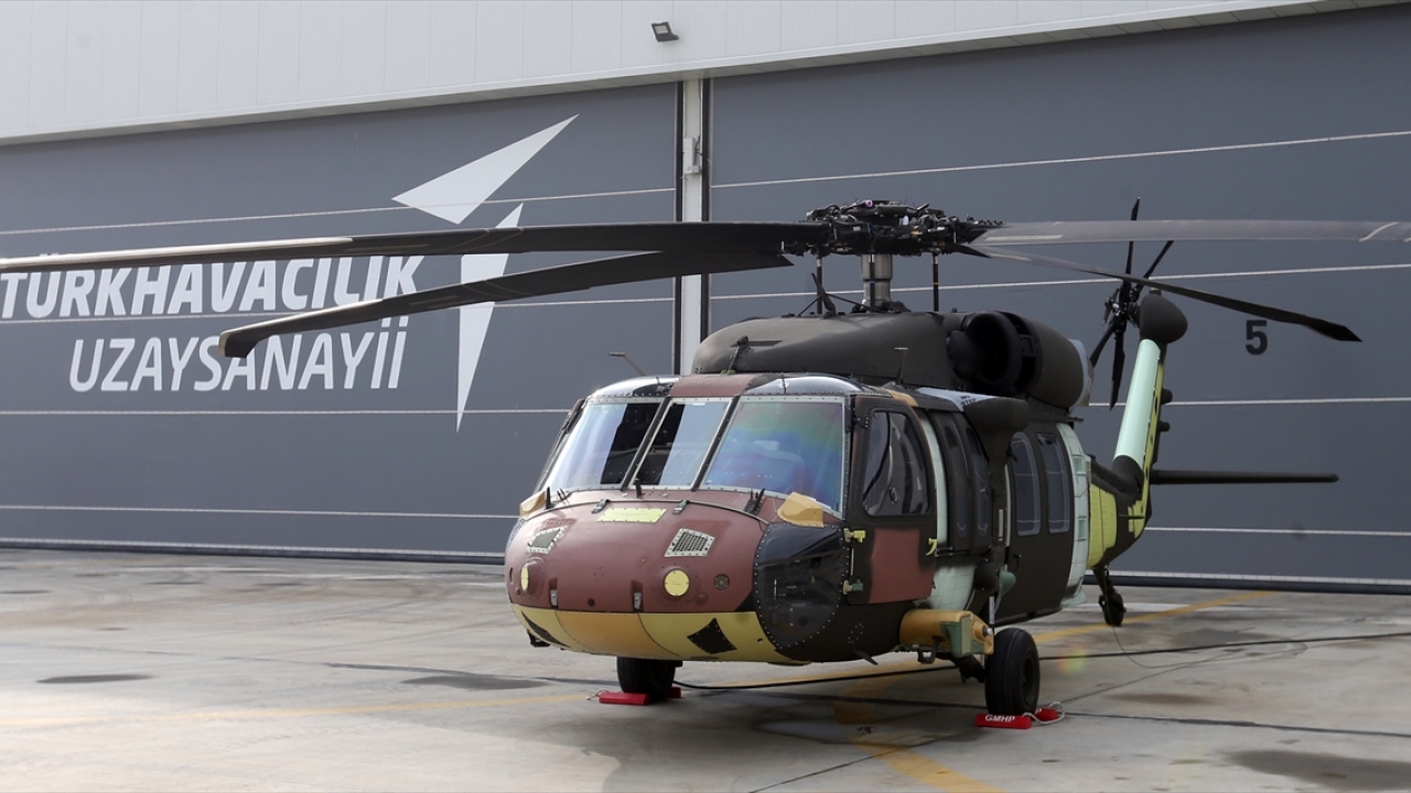 A T70 utility helicopter at Turkish Aerospace Industries (TAI) facilities, photographed by the media on Nov. 28, 2019. (AA Photo)