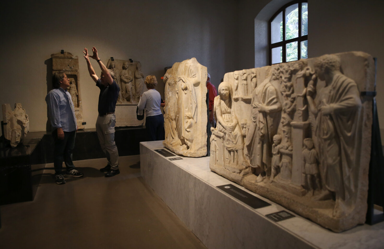 Visitors are seen touring the Archaeology and Ethnography Museum, located within the Izmir Culture and Arts Factory, which was established following the restoration of the historic Alsancak Tobacco Factory, in Izmir, Türkiye, April 19, 2025. (AA Photo)