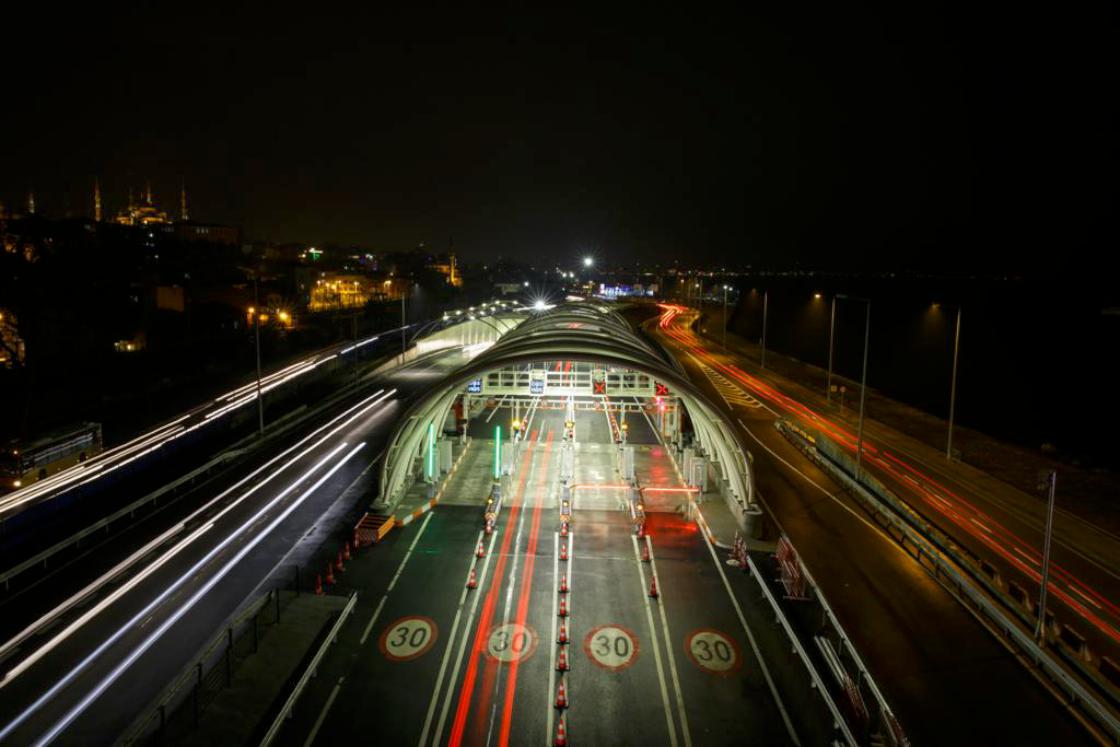 Aerial view of the Eurasia Tunnel toll plaza in Istanbul, Türkiye, accessed on April 27, 2025. (AA Photo)