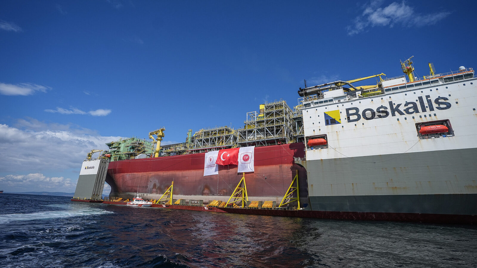 Türkiye’s first floating production storage and offloading (FPSO) unit is seen following its arrival in Çanakkale, Türkiye, Sept. 20, 2024. (AA Photo)