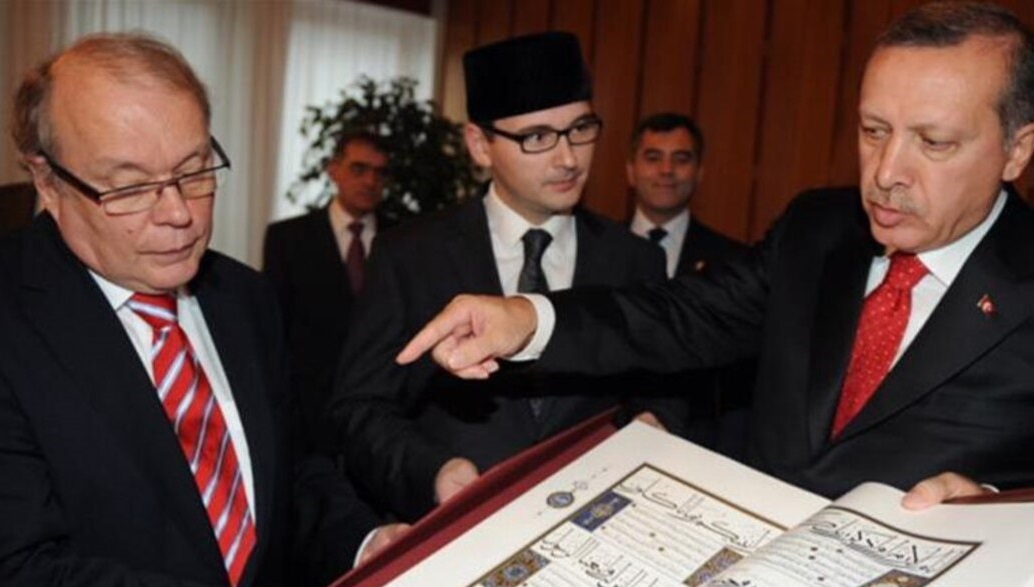 The then Prime Minister of Türkiye and currently the president, Recep Tayyip Erdogan, visited the Finnish Tatars Society in Helsinki, Finland, 2010. (Photo via Radio Free Europe)